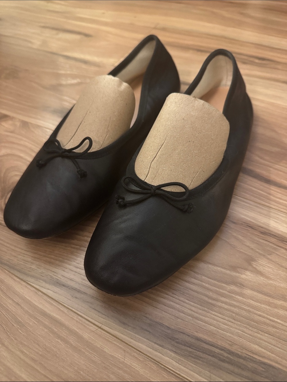 J. Crew Black Leather Ballet Flats with Bow - Picture 2 of 13